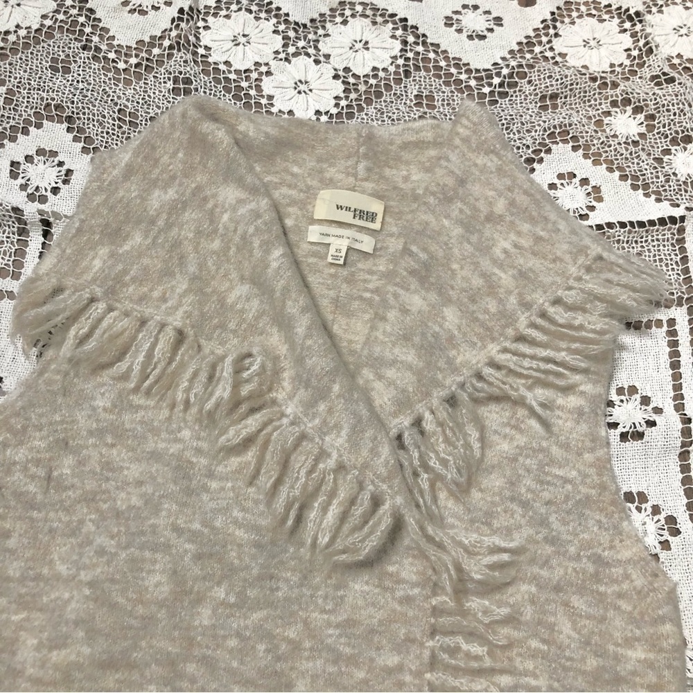Aritzia Wilfred Free Fei Fei Vest Fringe Wool Alpaca Belted Cardigan Vest - Picture 7 of 12